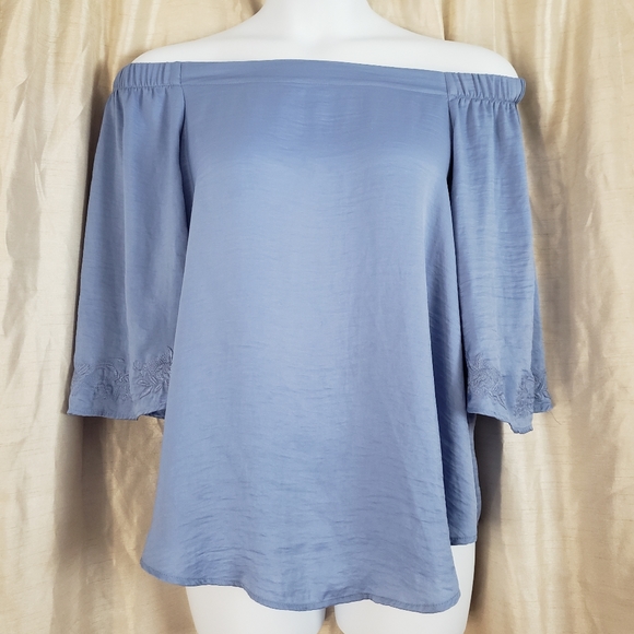 Jennifer Lopez Tops - NWOT J Lopez slate blue off shoulder top L